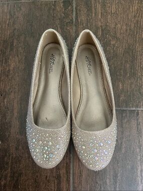 Hot Cakes Champagne Glitter Rhinestone Ballet Flats